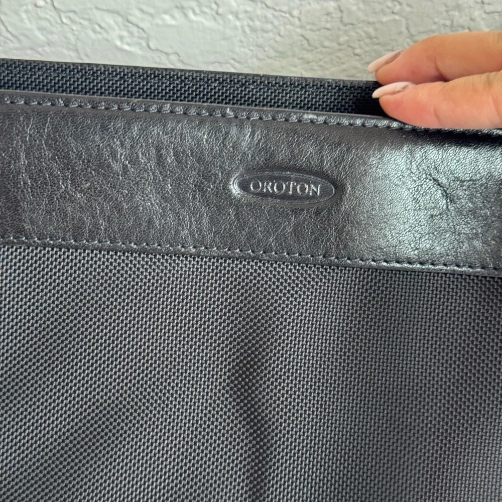 Oroton Nylon Leather Laptop Bag